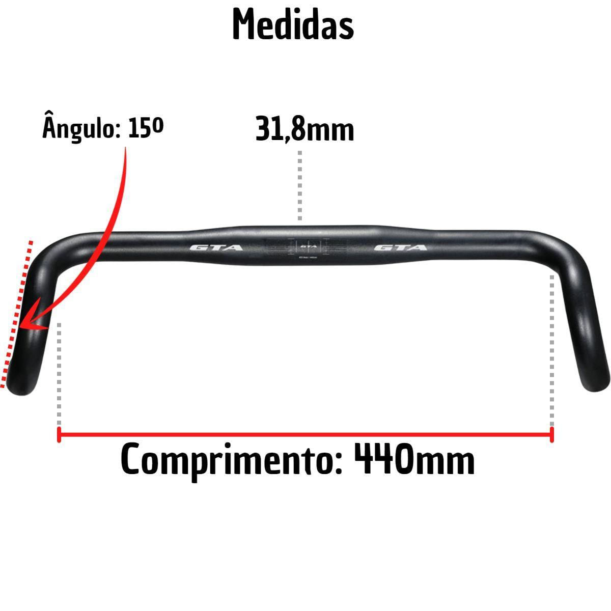 Miniatura Guidão Gravel 15º 31.8X440M Aluminio Preto Gta