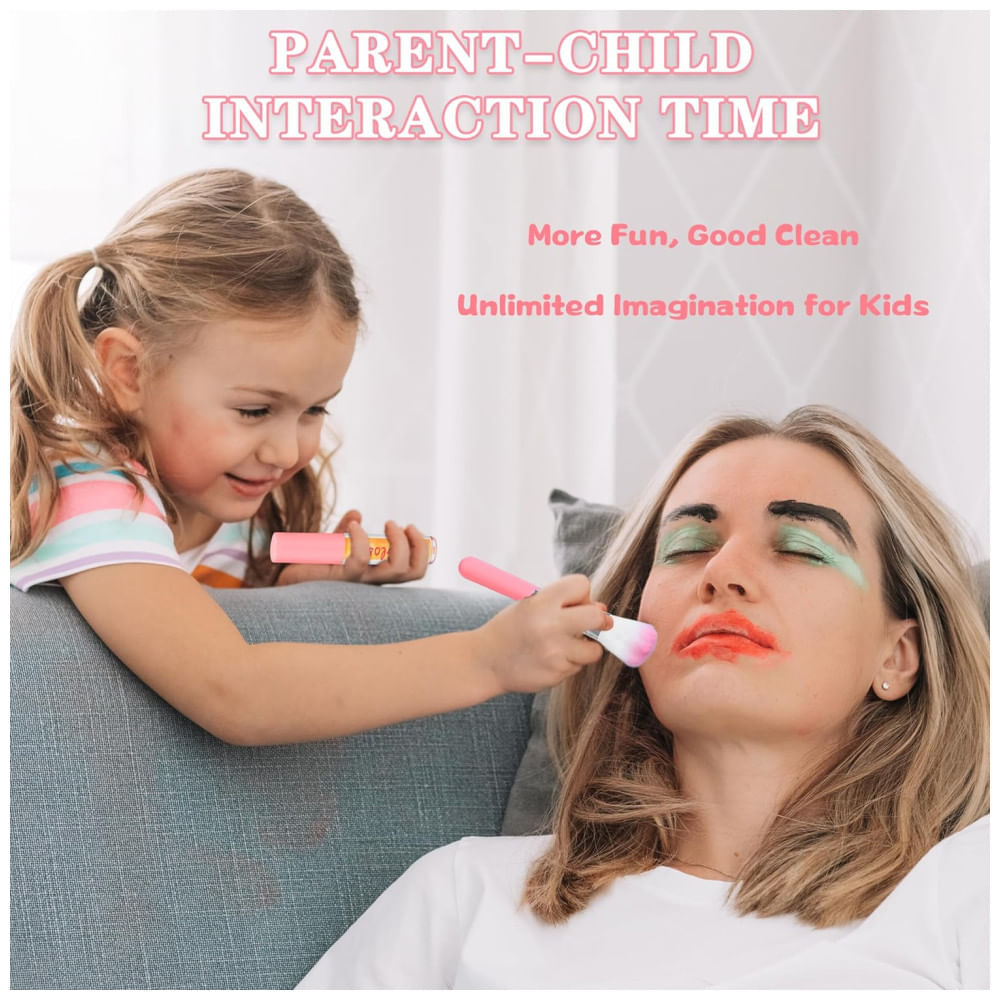 Kit de Maquiagem Infantil com 66 Peças para Crianças de 3 a 10 Anos, MINIFUN, Rosa e Branco 110v