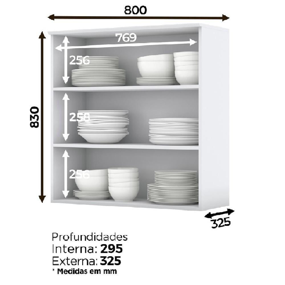 Armario Aereo 2 Portas Vidro Mdf 80 Cm Americana C366 Branco Henn