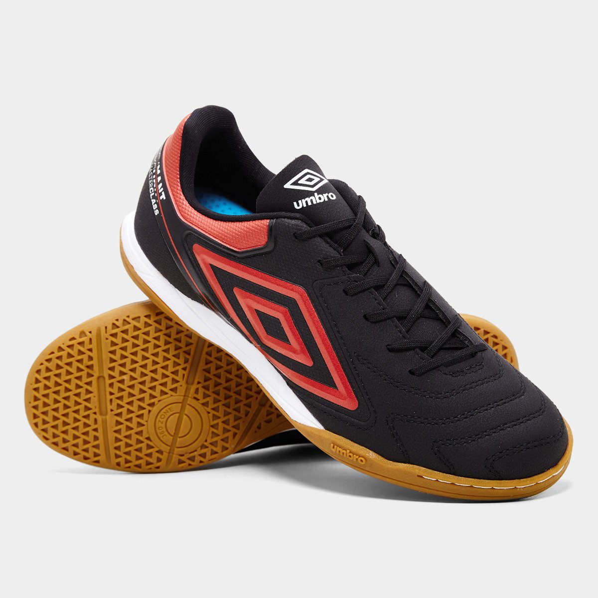 Miniatura Chuteira Futsal Umbro Adamant Master Class Club Unissex Preto+Vermelho - 40
