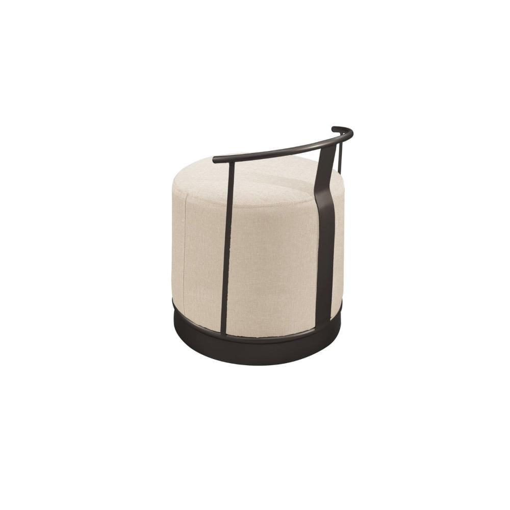 Miniatura Puff Redondo em Linho 50cm com Base ÁQuila Bege Claro