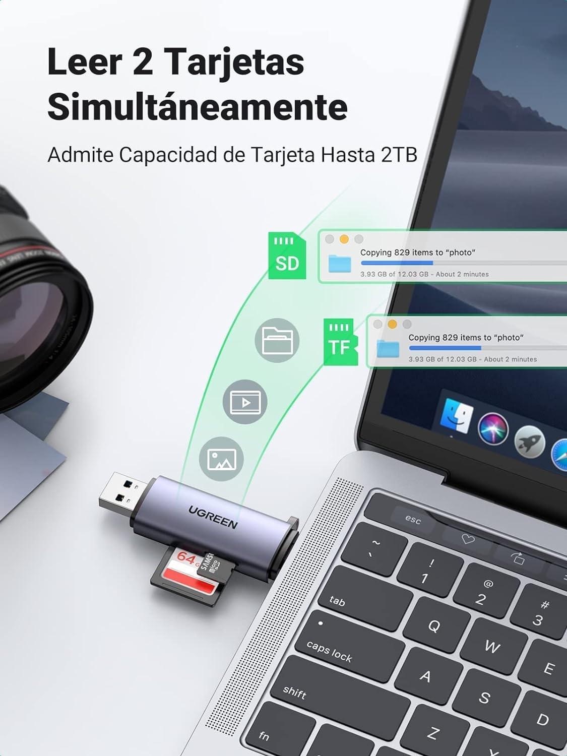Miniatura Leitor De Cartão Memória Ugreen Usb 3.0 5 Gbps Micro Sd Tf