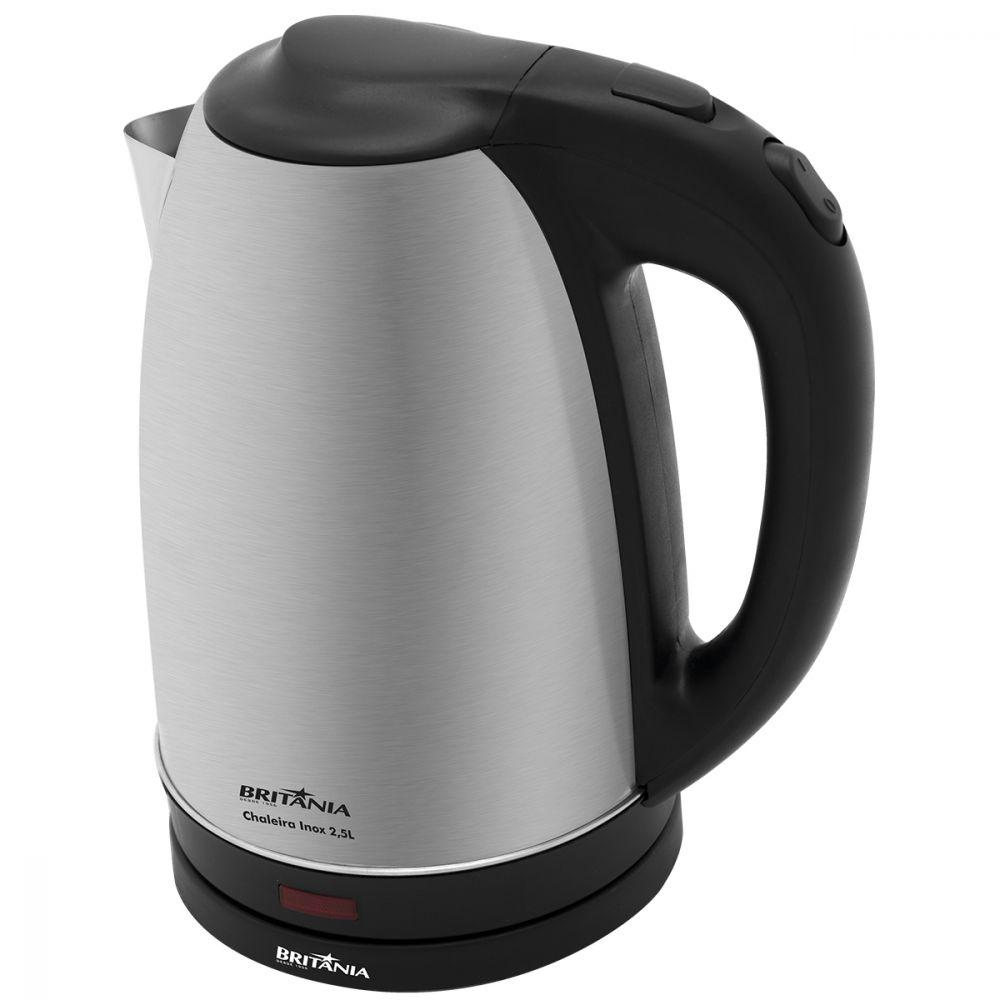 Miniatura Chaleira Inox 2,5 Litros Prata/Preto Britânia 220V