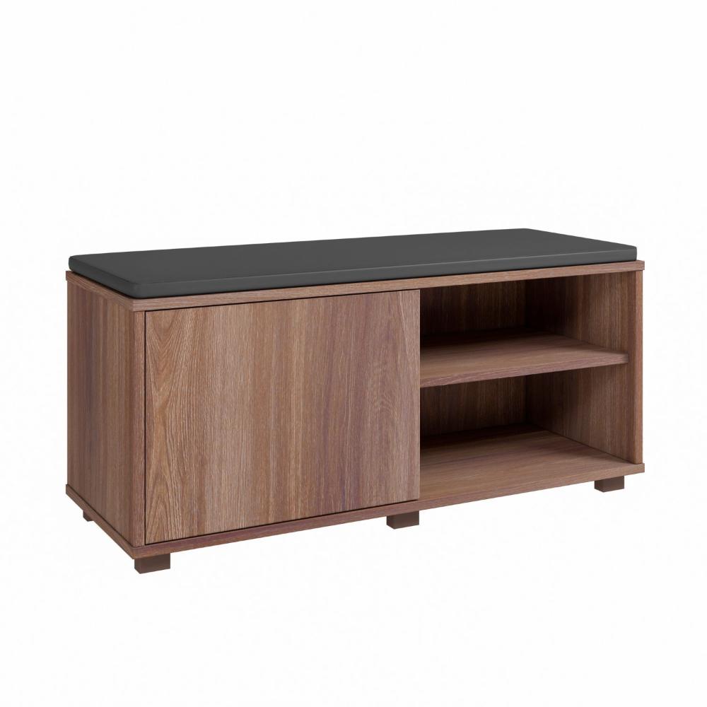 Miniatura Sapateira Estofada 1 Porta BRV Móveis Castanho/Estofado Preto