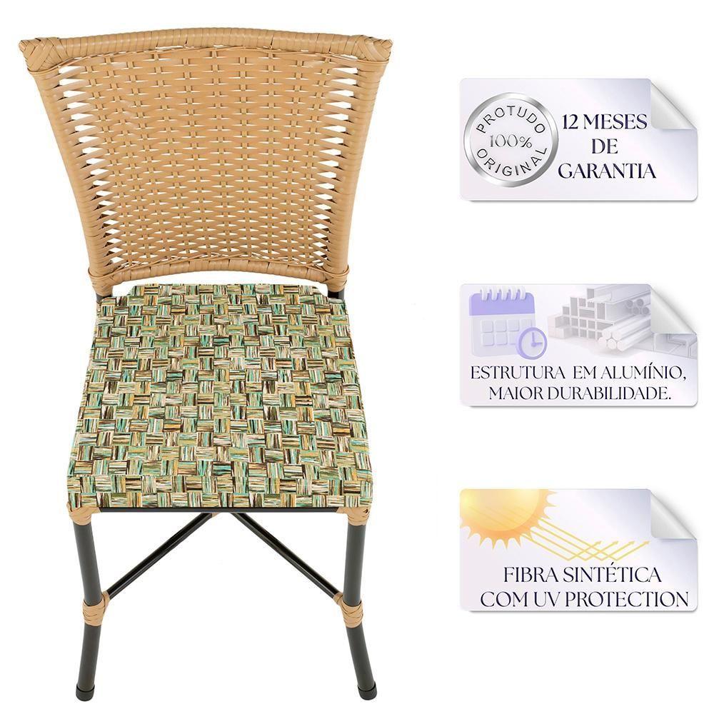 Miniatura Cadeira De Jantar Reforçada Em Alumínio E Fibra Estofado Impermeavel 4Unds Capuccinoráfia Z25
