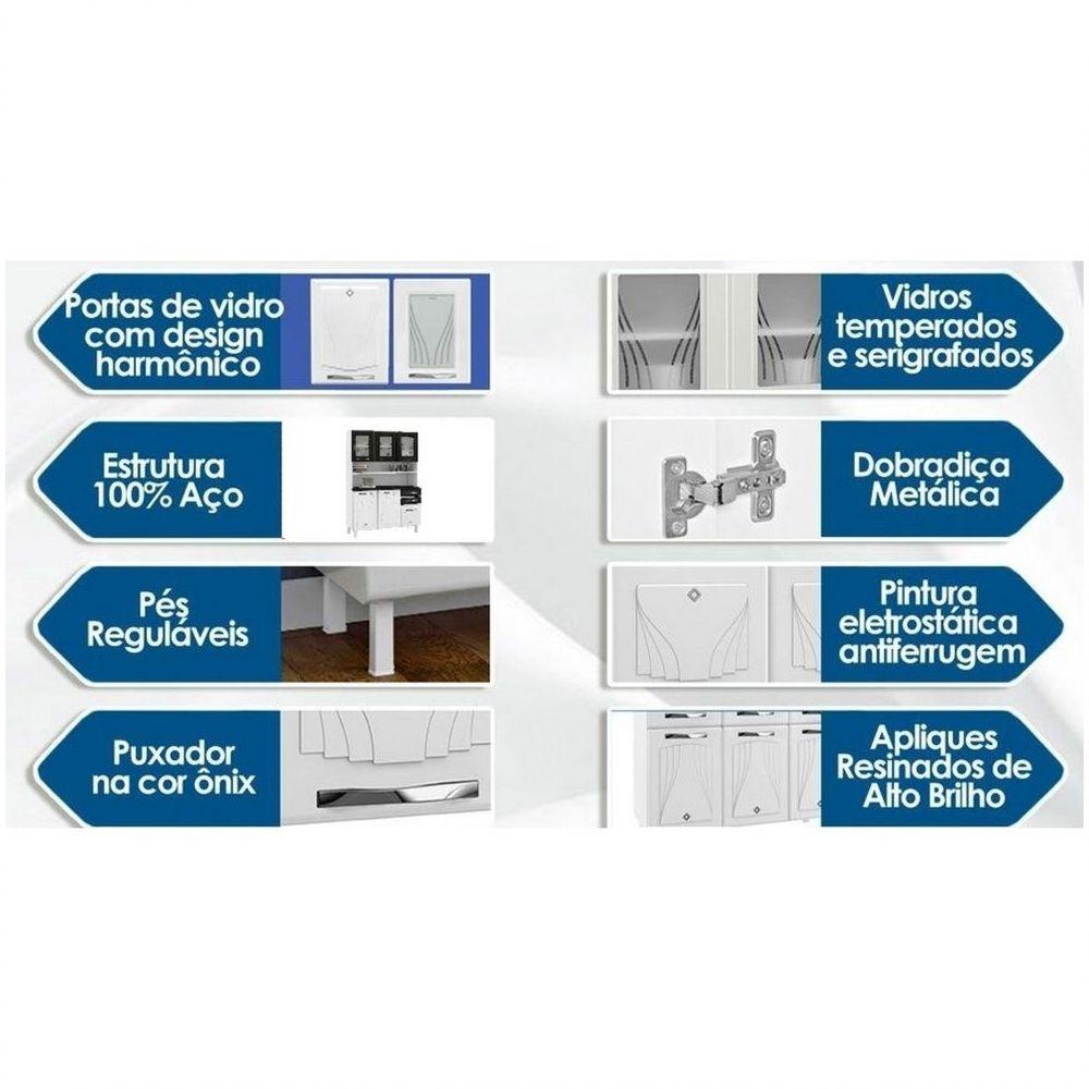 Miniatura Kit Cozinha Star 3 Portas De Vidro Com 2 Gavetas Telasul Preto
