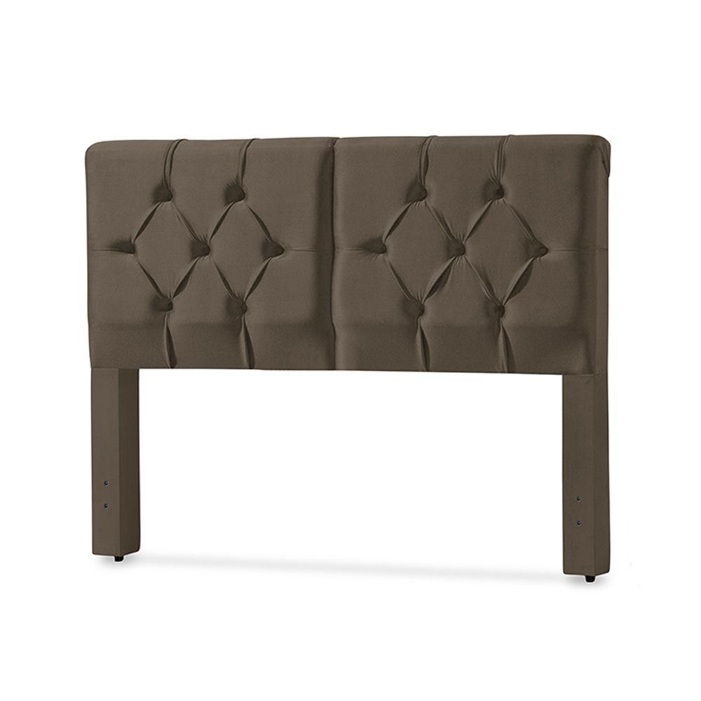 Miniatura Cabeceira Cama Box Emma Completa Regulável 140-160-195cm X 125cm Suede Marrom - Cor: Marrom