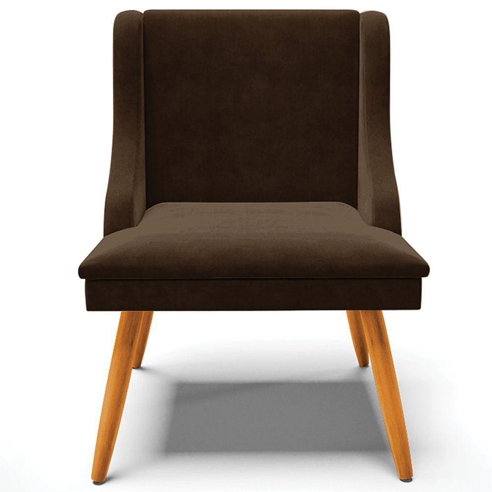 Miniatura Kit 4 Cadeiras Decorativas Sala De Jantar Pés Palito De Madeira Firenze Suede Marrom/natural G19
