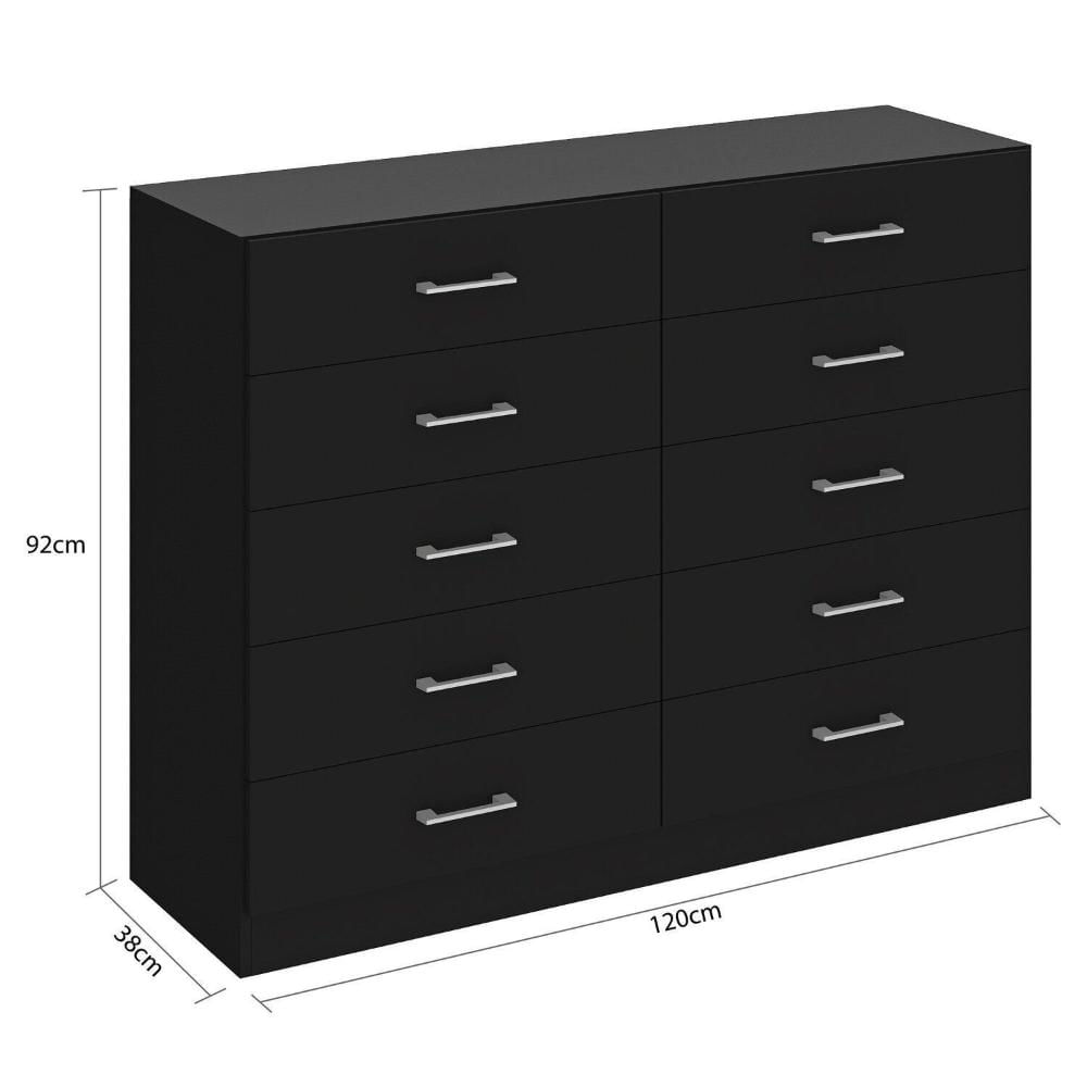 Miniatura Cômoda para Quarto 10 Gavetas Caribe Preto