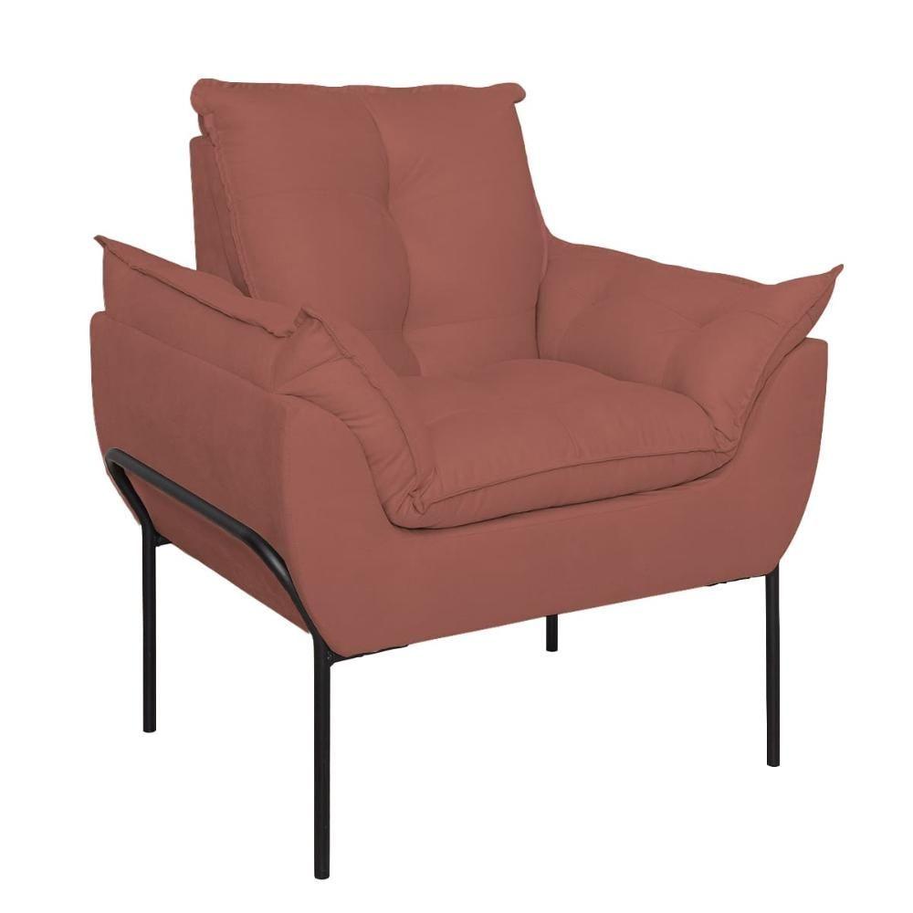 Miniatura Poltrona Decorativa Luxo Recepção Clínica Estética Preto Rosa