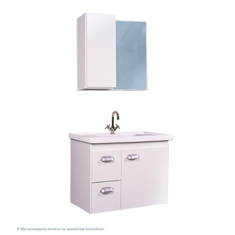 Miniatura Gabinete de Banheiro com Espelheira Kit Campinas 60cm Branco