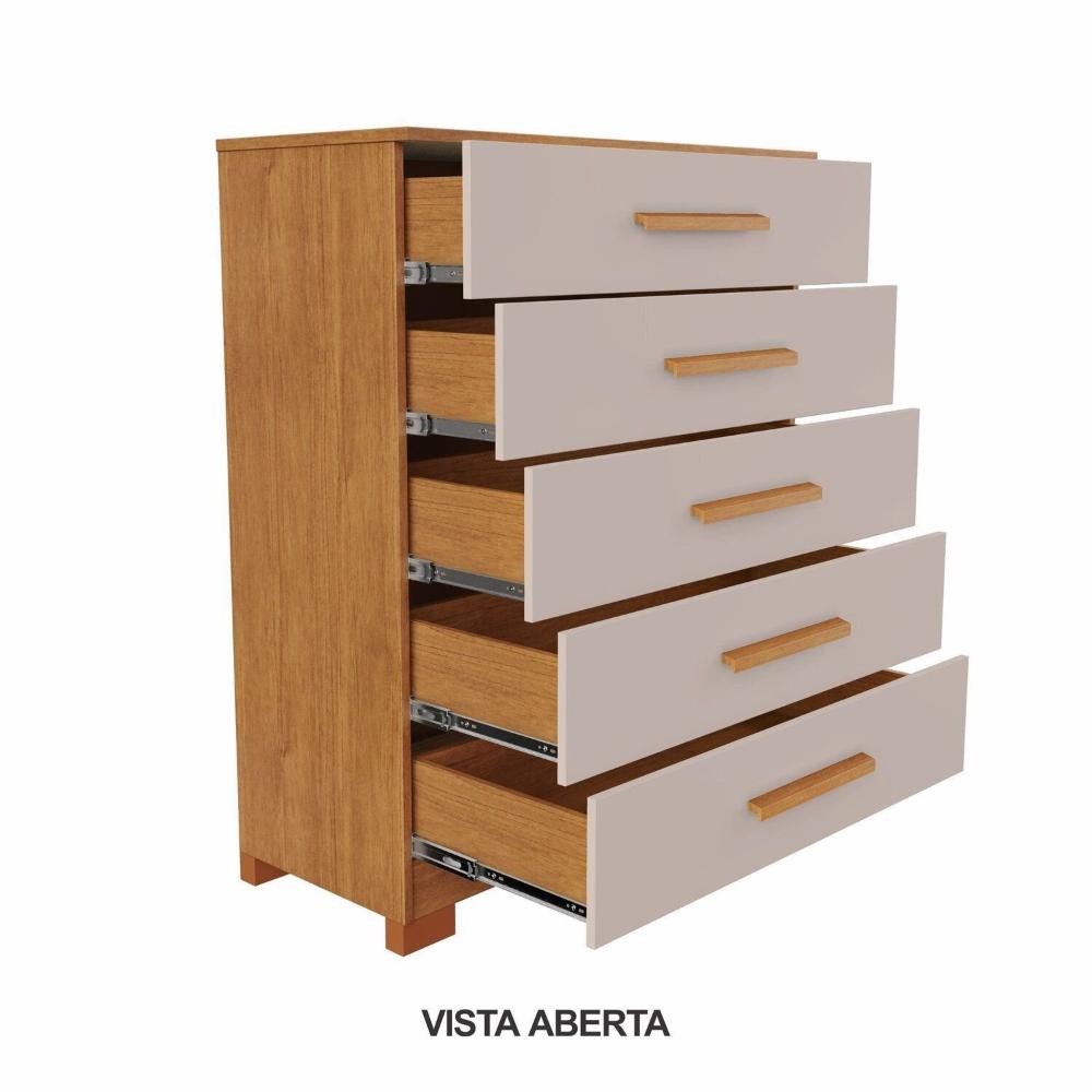 Miniatura Cômoda para Quarto 5 Gavetas 82cm Cristina Cinamomo / Off White