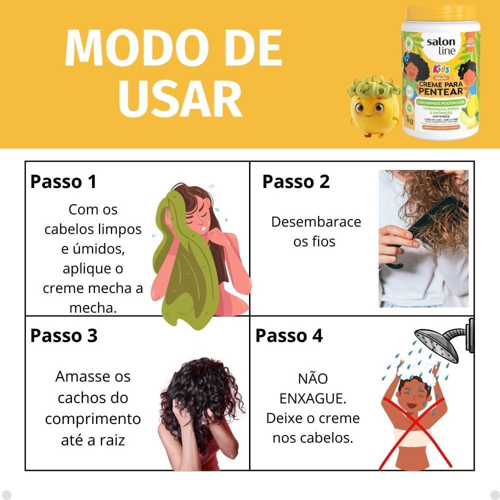 Miniatura Creme Para Pentear Salon Line Kids Melão 1Kg