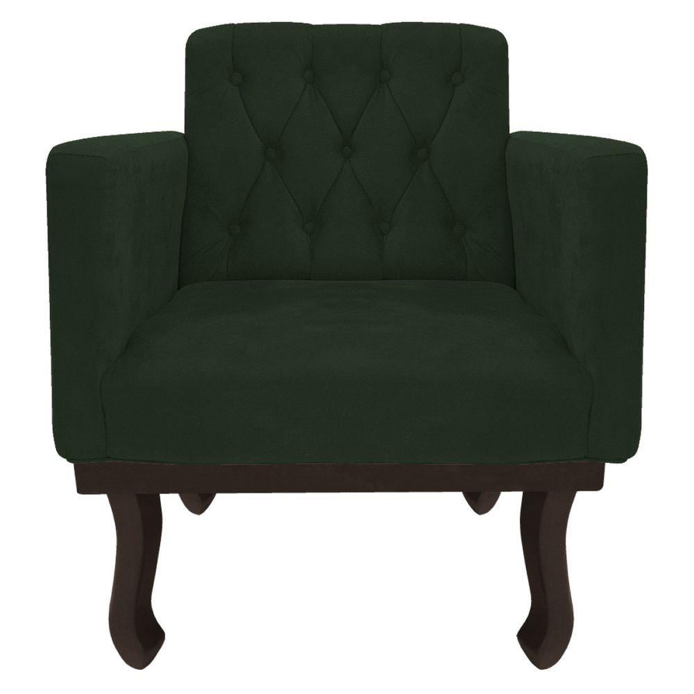 Miniatura Poltrona Decorativa Classic Pés Luiz Xv Linho - Doce Sonho Móveis Cor Verde