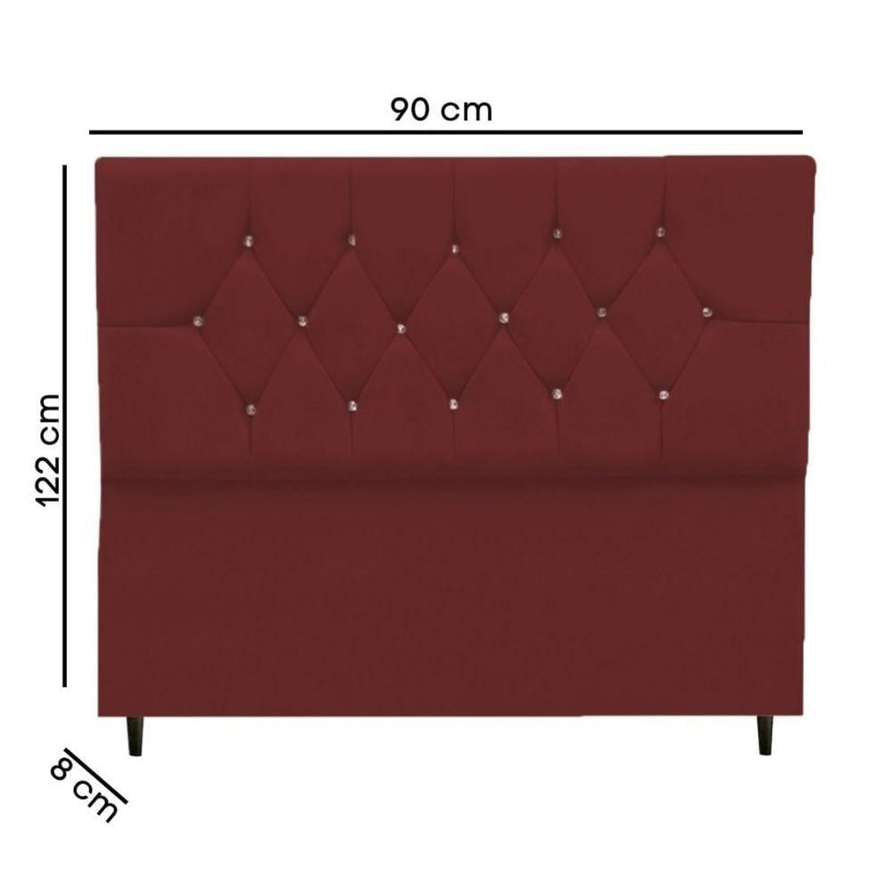 Cabeceira Cama Box Solteiro 90 Cm Geovana Suede Bordô