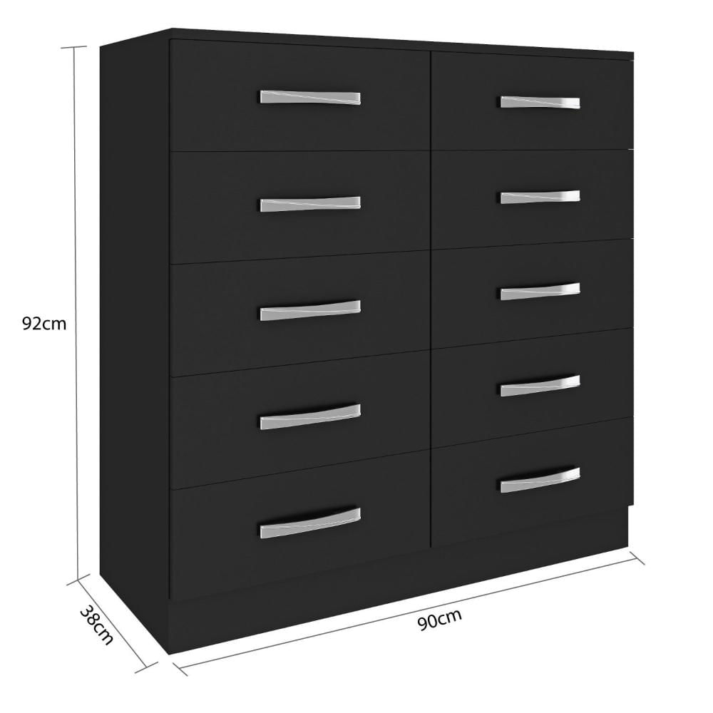 Miniatura Cômoda em MDP 10 Gavetas Fellicci Preto