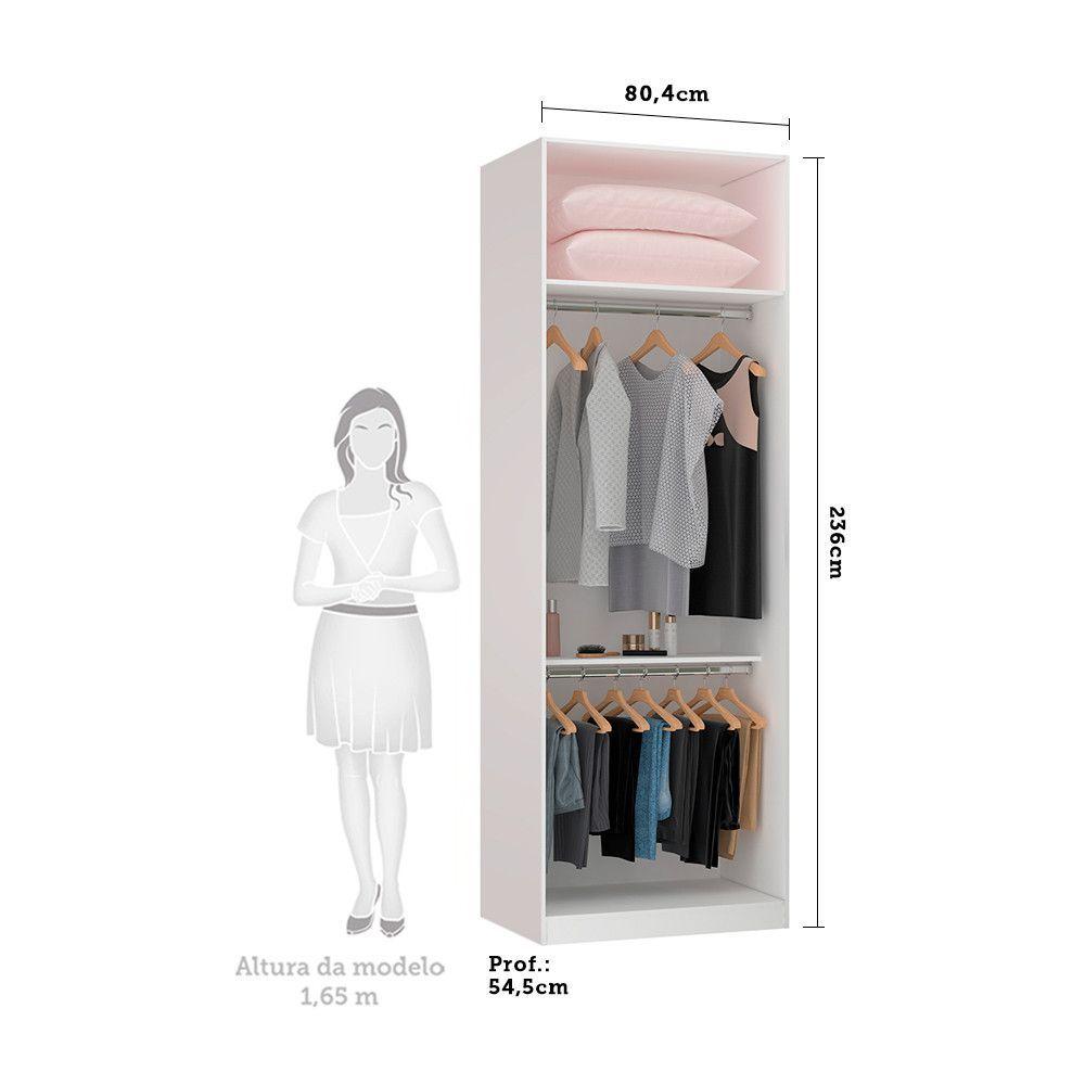 Miniatura Guarda Roupa 804cm 2 Cabideiros Prateleira E Maleiro Branco
