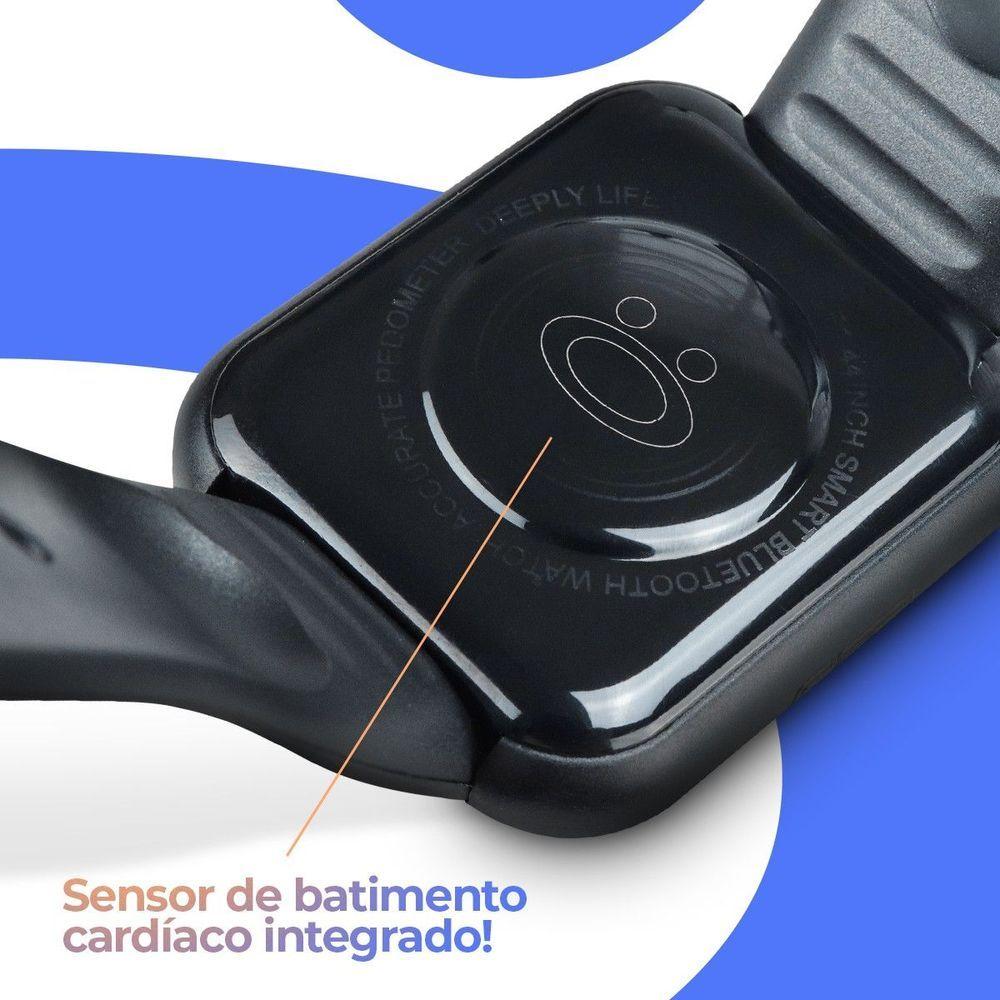 Relogio Inteligente Monitor Saude + Smartwatch Caixa Carregamento Pela Pulseira