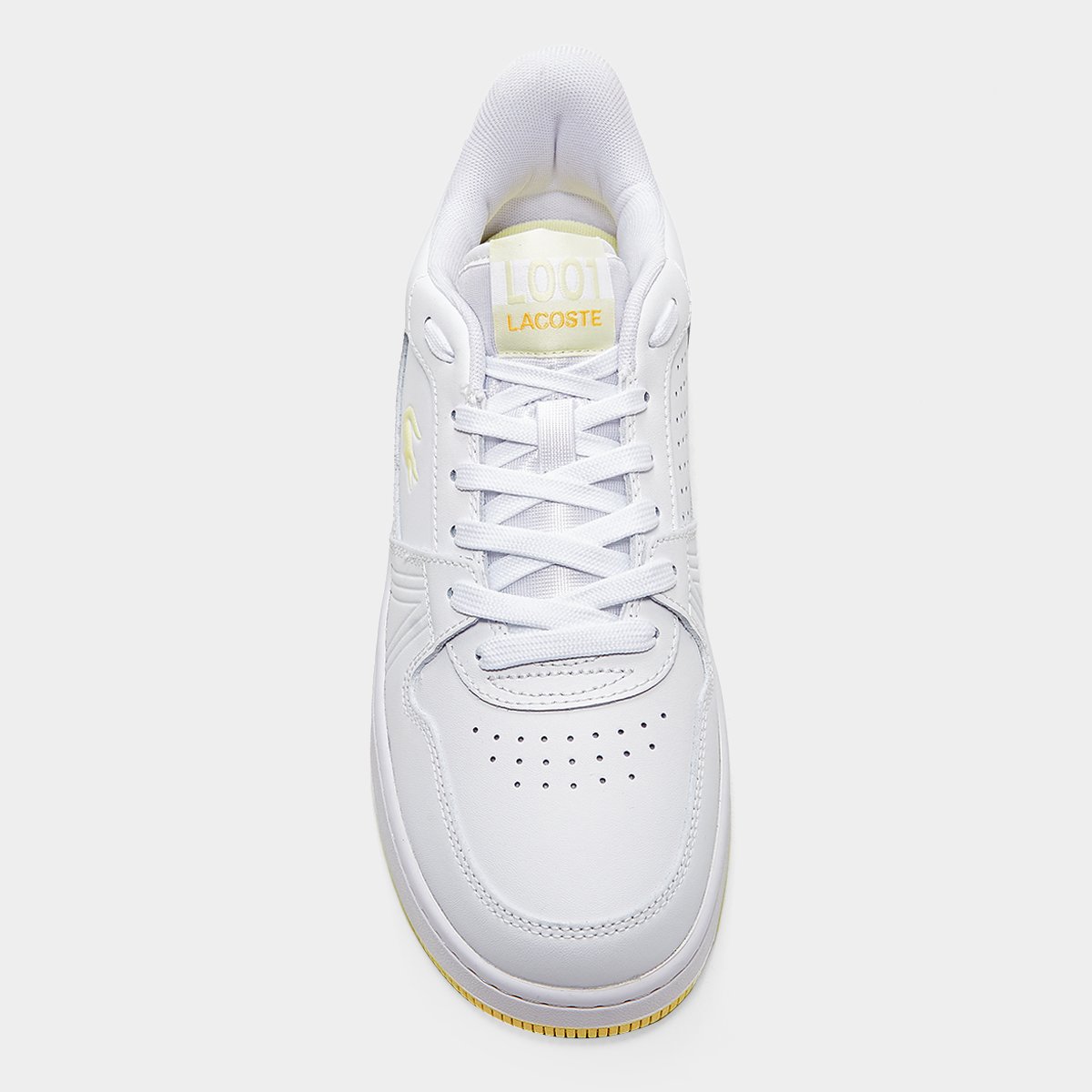 Miniatura Tênis Lacoste L001 Feminino Branco+Amarelo - 35