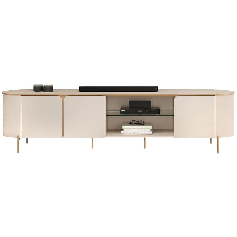 Miniatura Rack Bancada Tv 75 Pol 241 Cm Mdf Ariana Off White Dj Moveis Off White