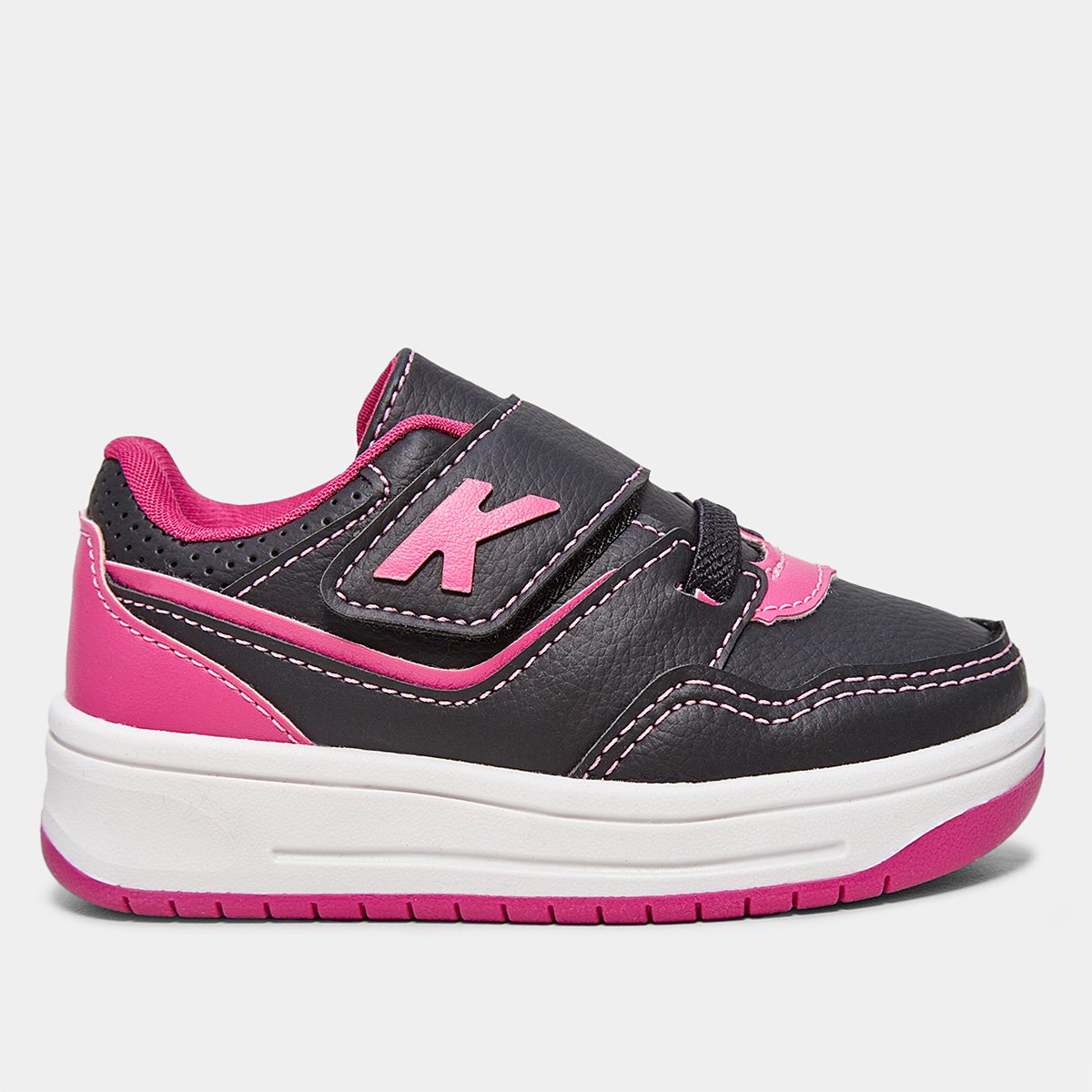 Miniatura Tênis Infantil Kurz Logo Flash Menina Preto+Pink - 20