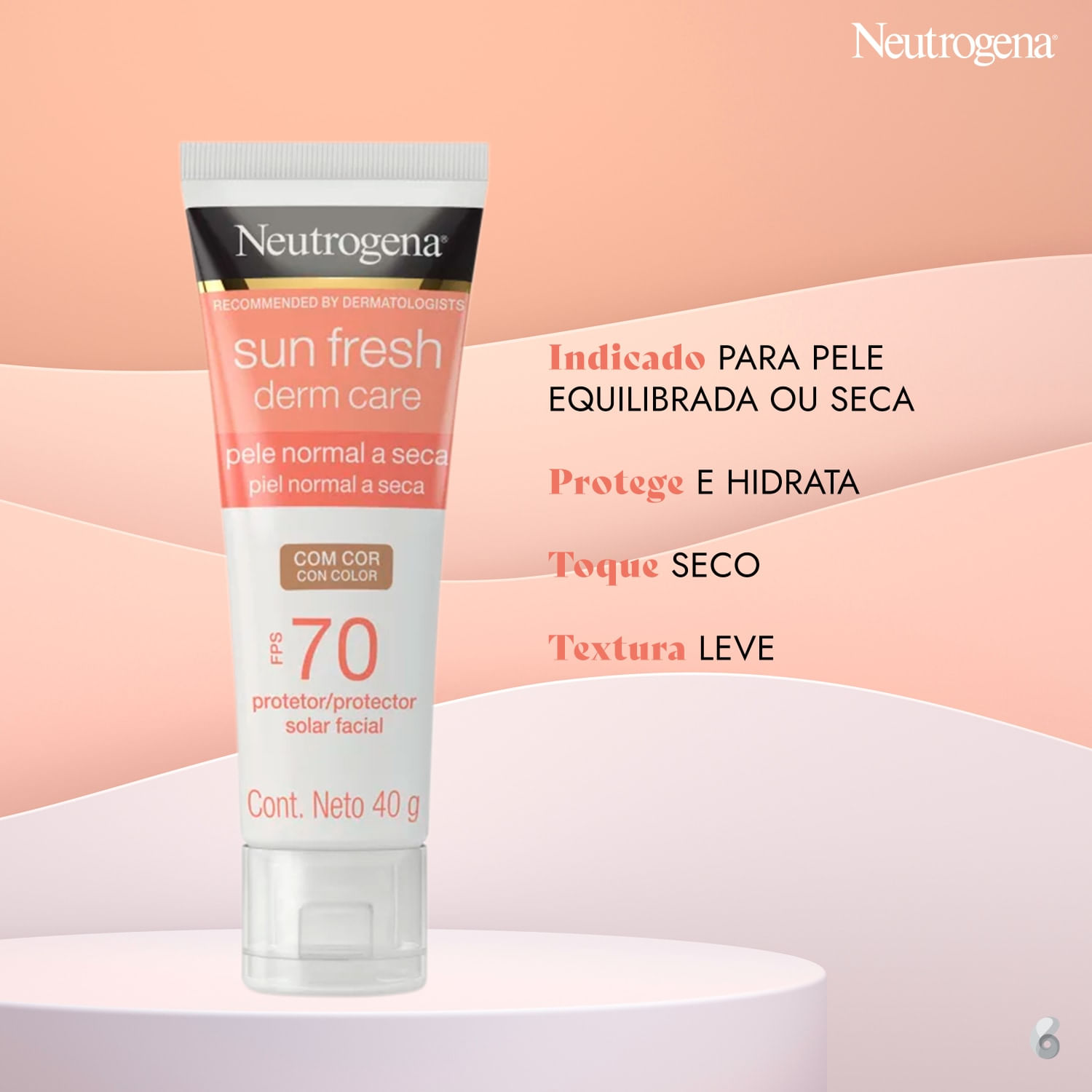 Miniatura Protetor Solar Facial Neutrogena Sun Fresh Derm Care com Cor