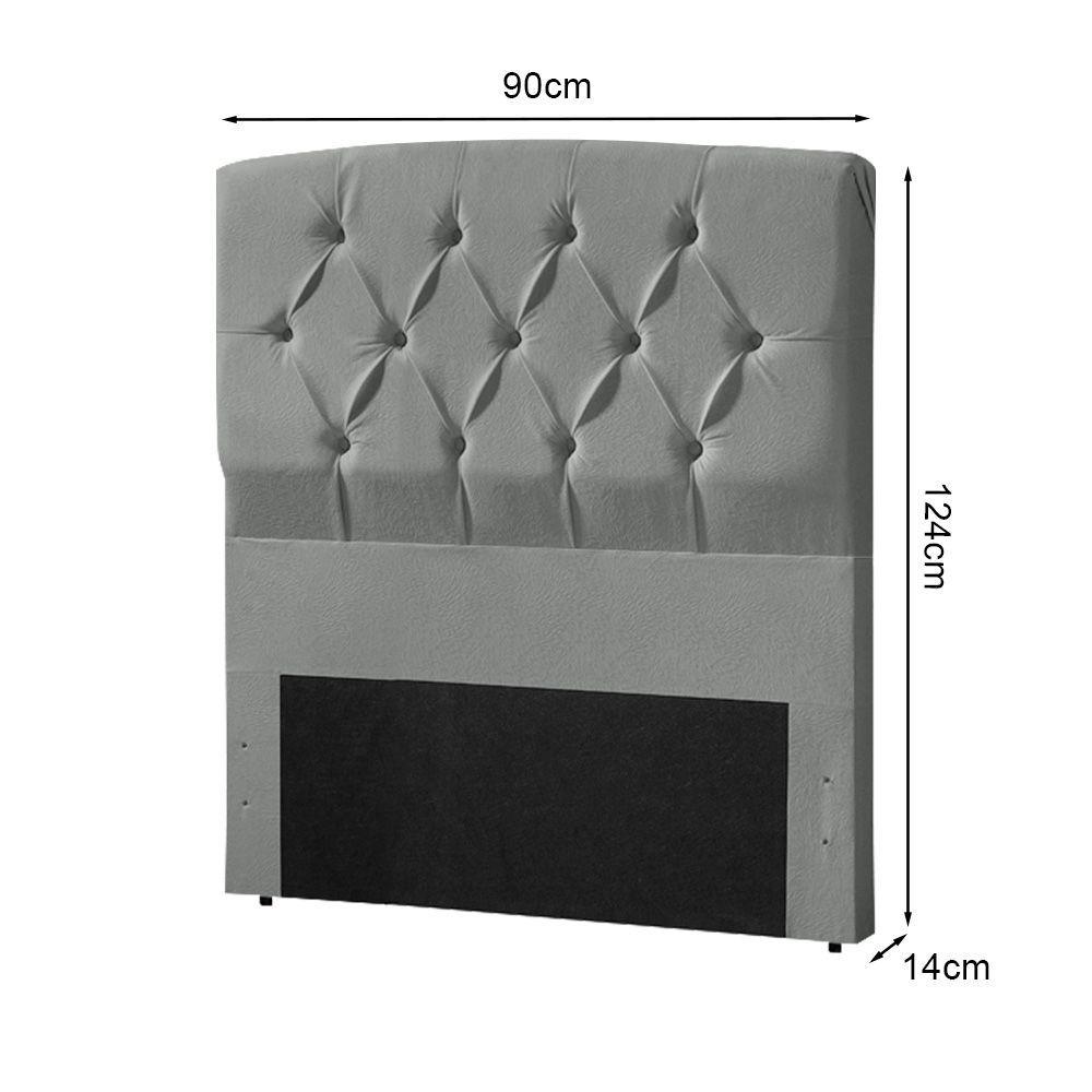 Miniatura Cabeceira Cama Box Bella Solteiro 90cm Suede Cinza