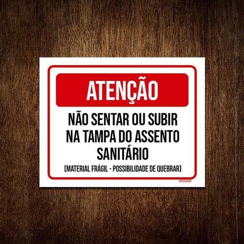Miniatura Placa Atenção Não Sentar Subir Tampa Vaso Sanitário 18X23