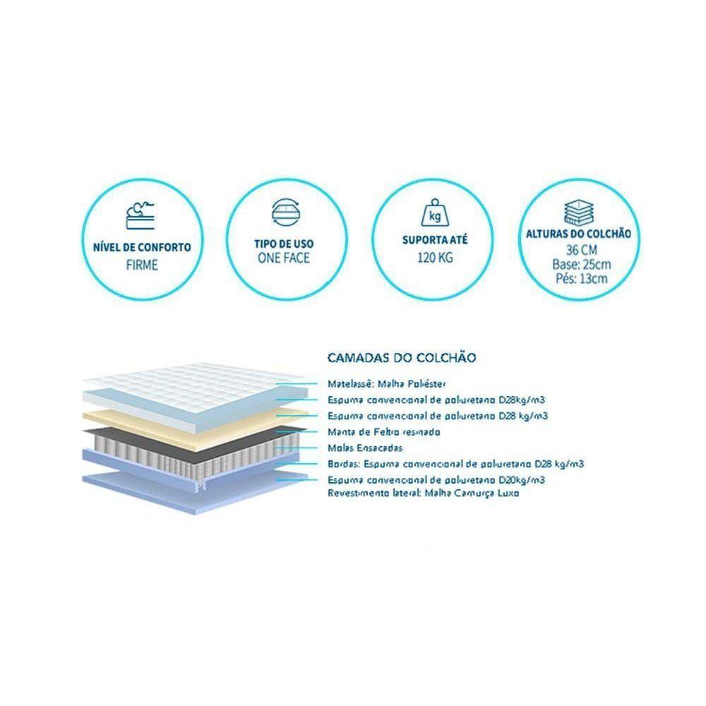 Miniatura Cama Box Queen: Colchão Molas Ensacadas Polar Cristal + Base Rústico Bege(158X198)