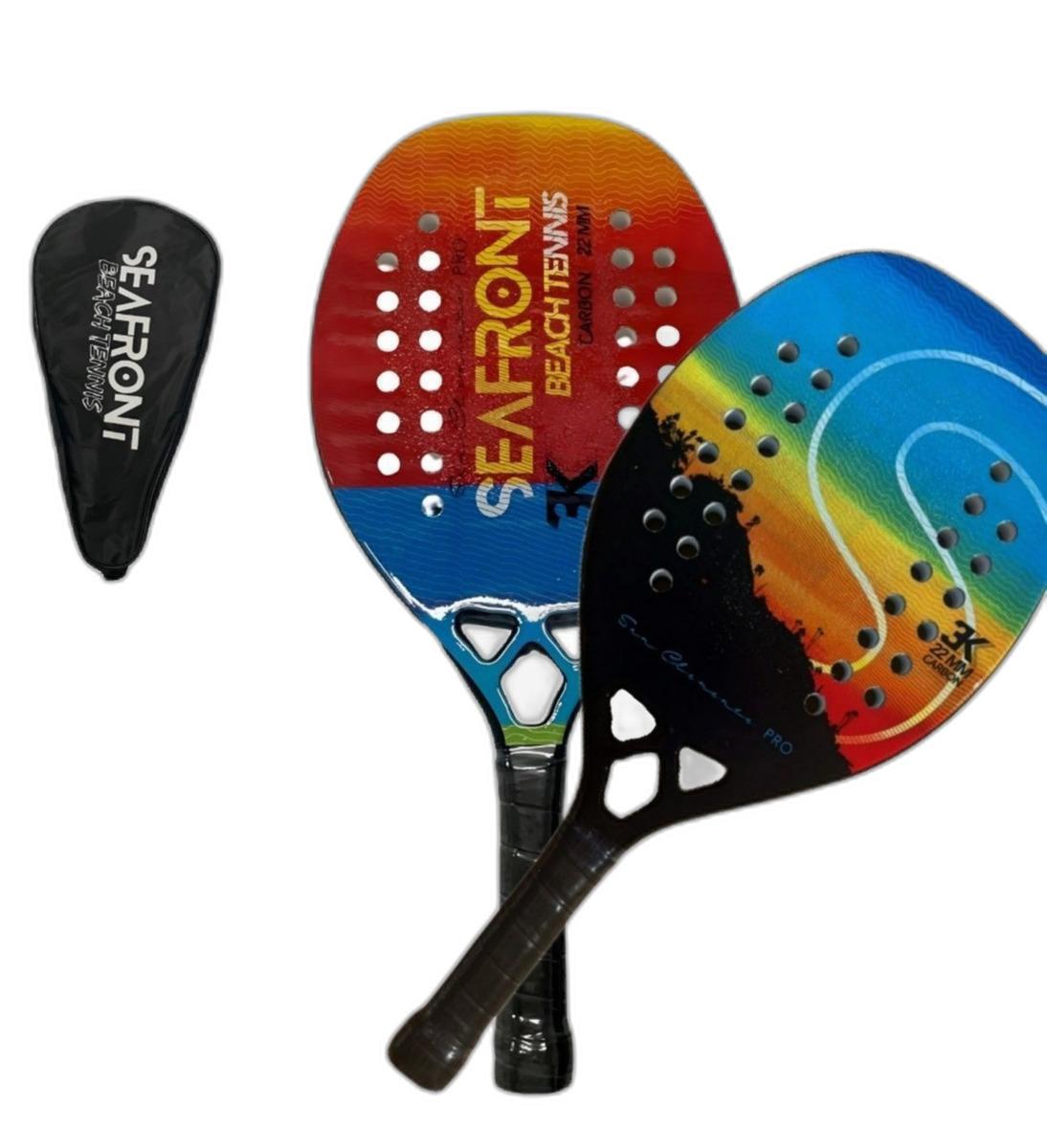 Miniatura Raquete Beach Tennis 100% Fibra Carbono 3K Preto Desenho