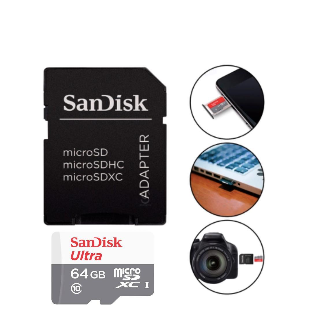 Miniatura Cartão Memória 64Gb Micro Sd Sandisk, Qualidade Insuperável.