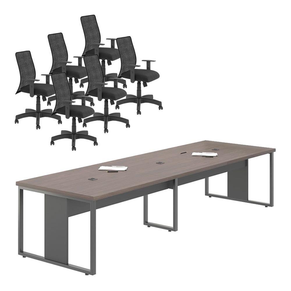 Miniatura Jogo Cadeiras E Mesa De Escritório Cairo Freijó Preto