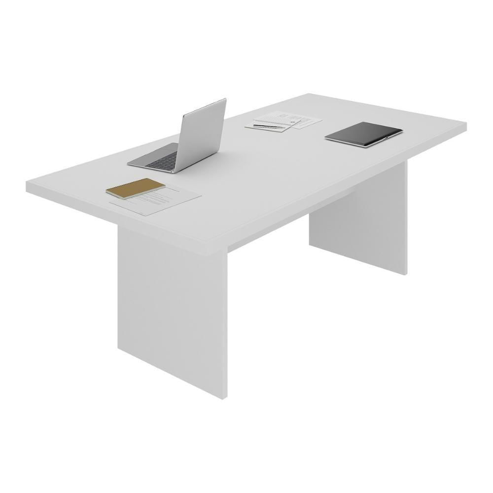 Miniatura Mesa De Escritório 200cm Para Reunião Com Tampo 30mm Multimóveis CR25281 Branco