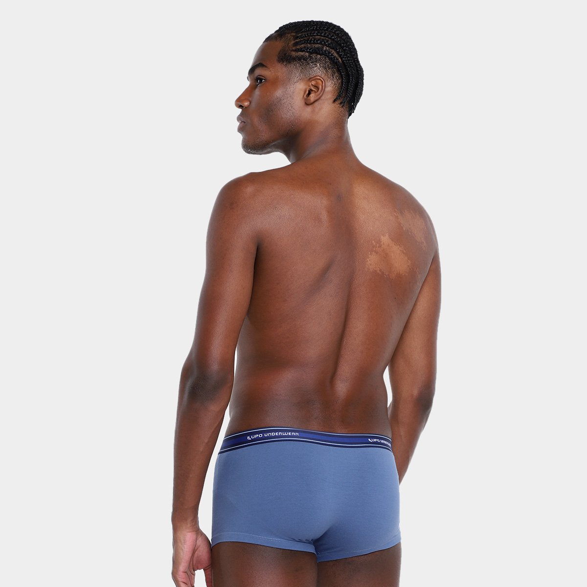 Miniatura Kit Cueca Sunga Lupo Algodão 4 Peças Branco+Azul - G