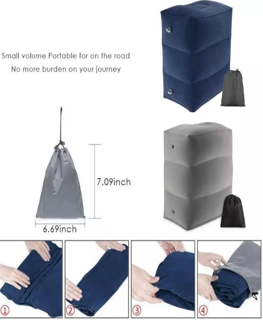 Almofada Inflável Pés Avião PVC 3 Níveis 40x30x43cm Cinza