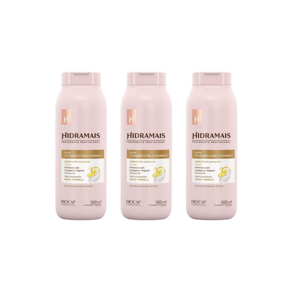 Miniatura Hidratante Corporal Hidramais 500Ml Colageno E Vit Kit 3Un