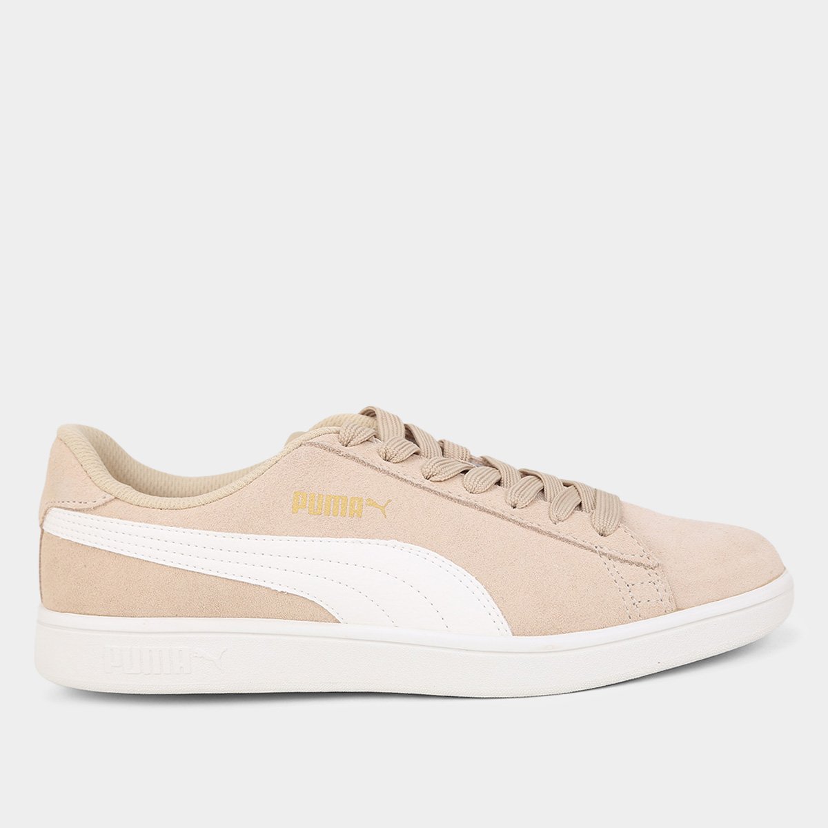 Miniatura Tênis Puma Smash v2 BDP Feminino Bege+Branco - 34