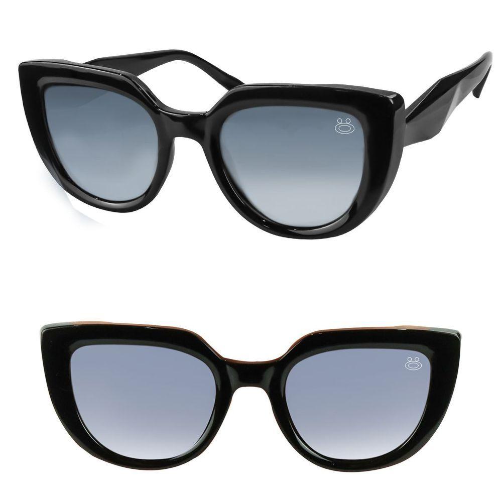 Miniatura Oculos Sol Feminino Proteção Uv Praia Social Vintage + Case Preto Luxo Moda Acetato Delicado Verão