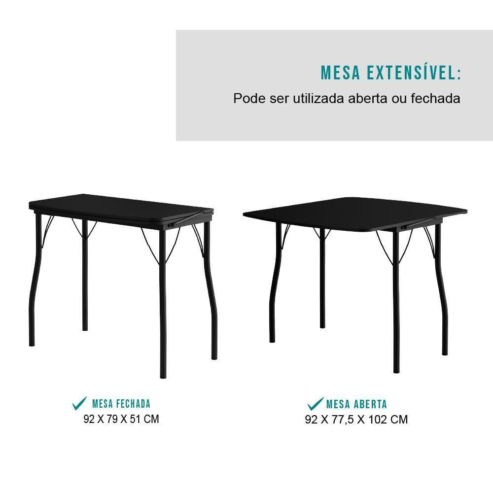 Miniatura Conjunto Mesa Extensível Com 4 Banquetas Preto Carraro