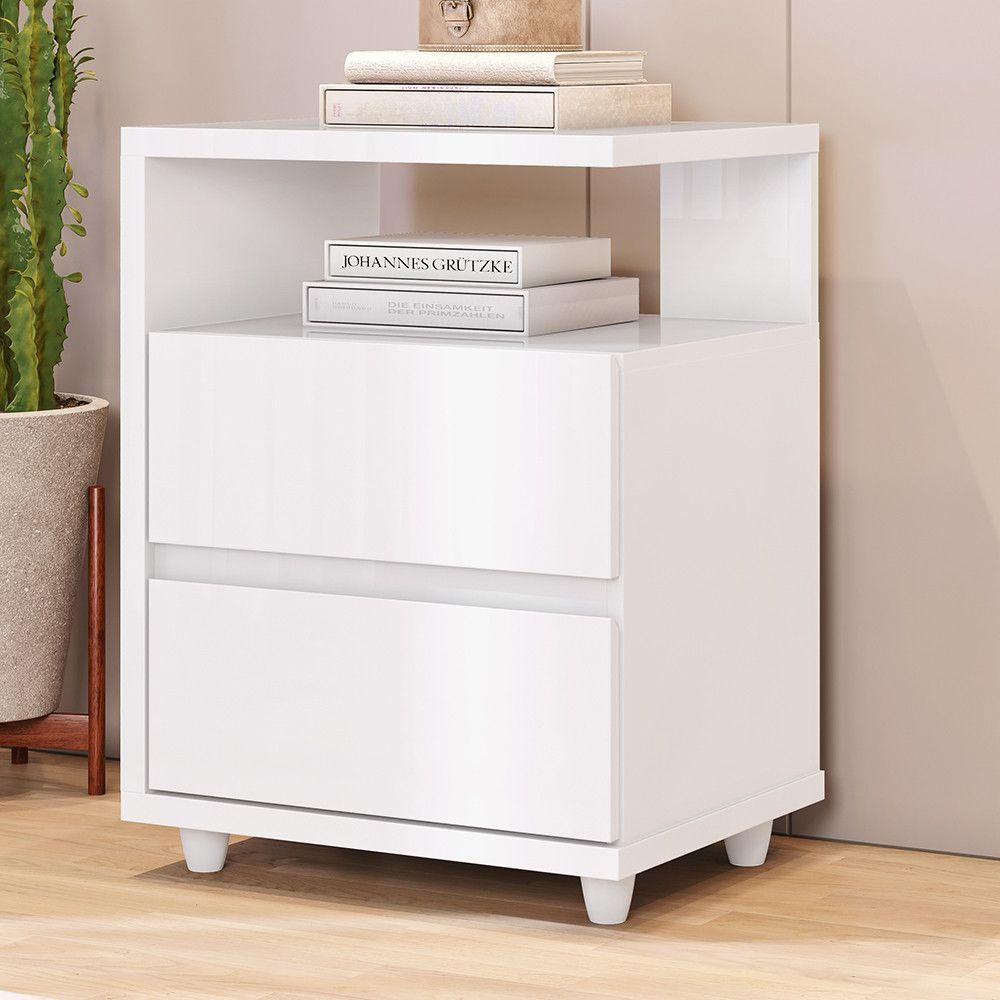 Miniatura Mesa De Cabeceira 2 Gavetas Nora Casa 812 Branco