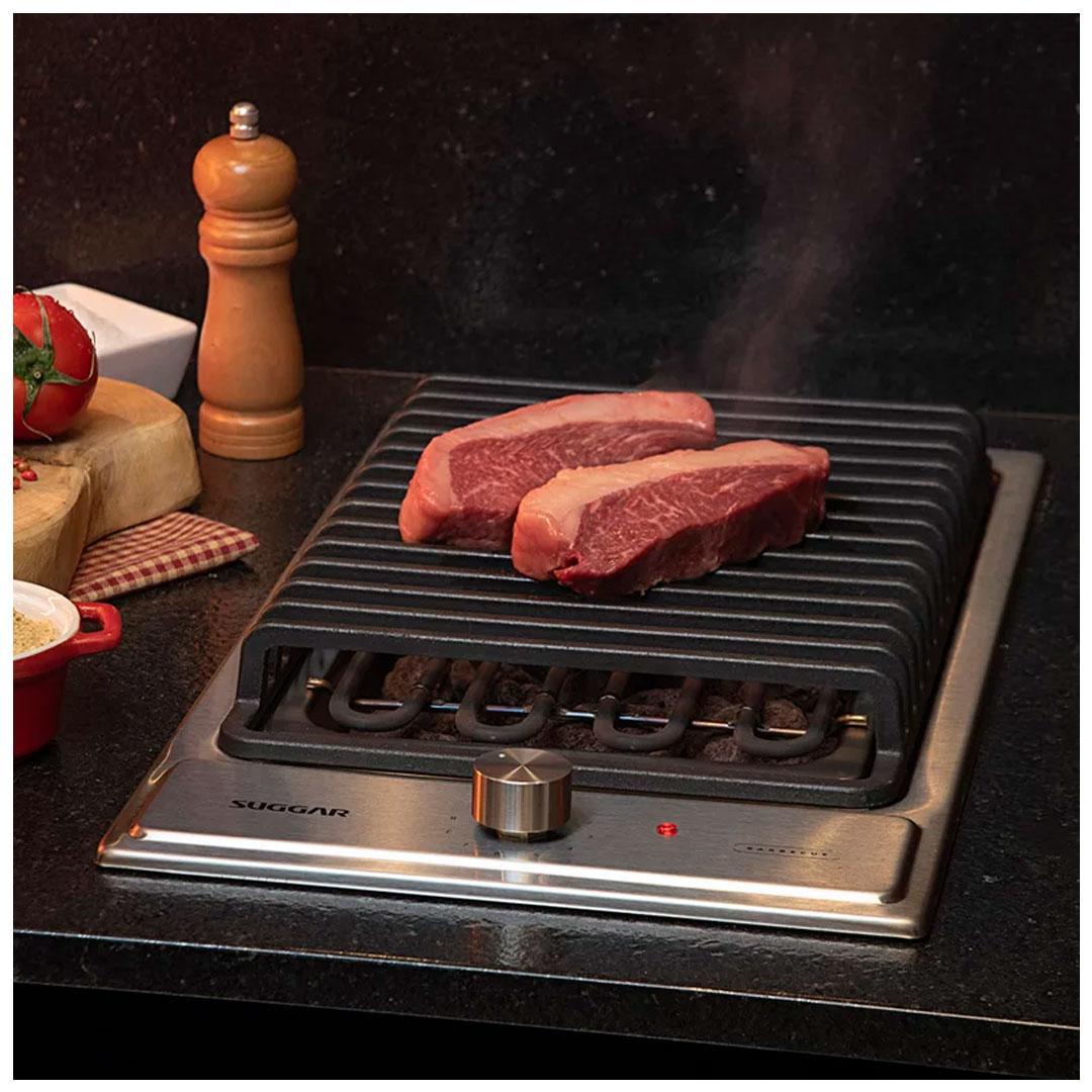 Miniatura Cooktop Eletrico Inox Barbecue Churrasqueira Com Grelha 220V