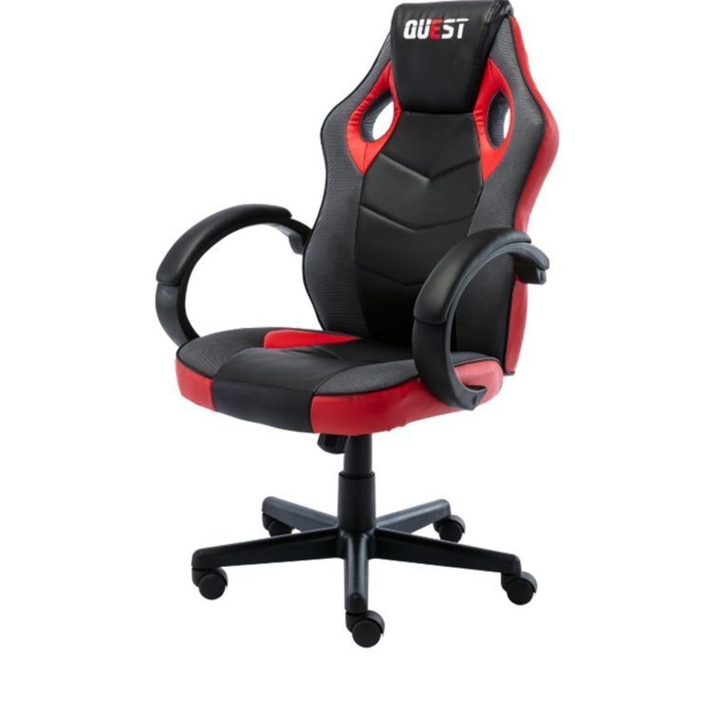 Kit 2 Cadeiras Gamer Giratória Regulavel Quest Preto/Vermelho