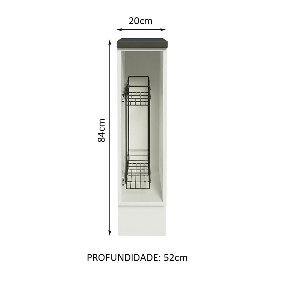 Miniatura Balcão Porta-Temperos Armário de Cozinha 100% MDF 20 cm (Com Tampo) Branco Acordes Madesa Branco