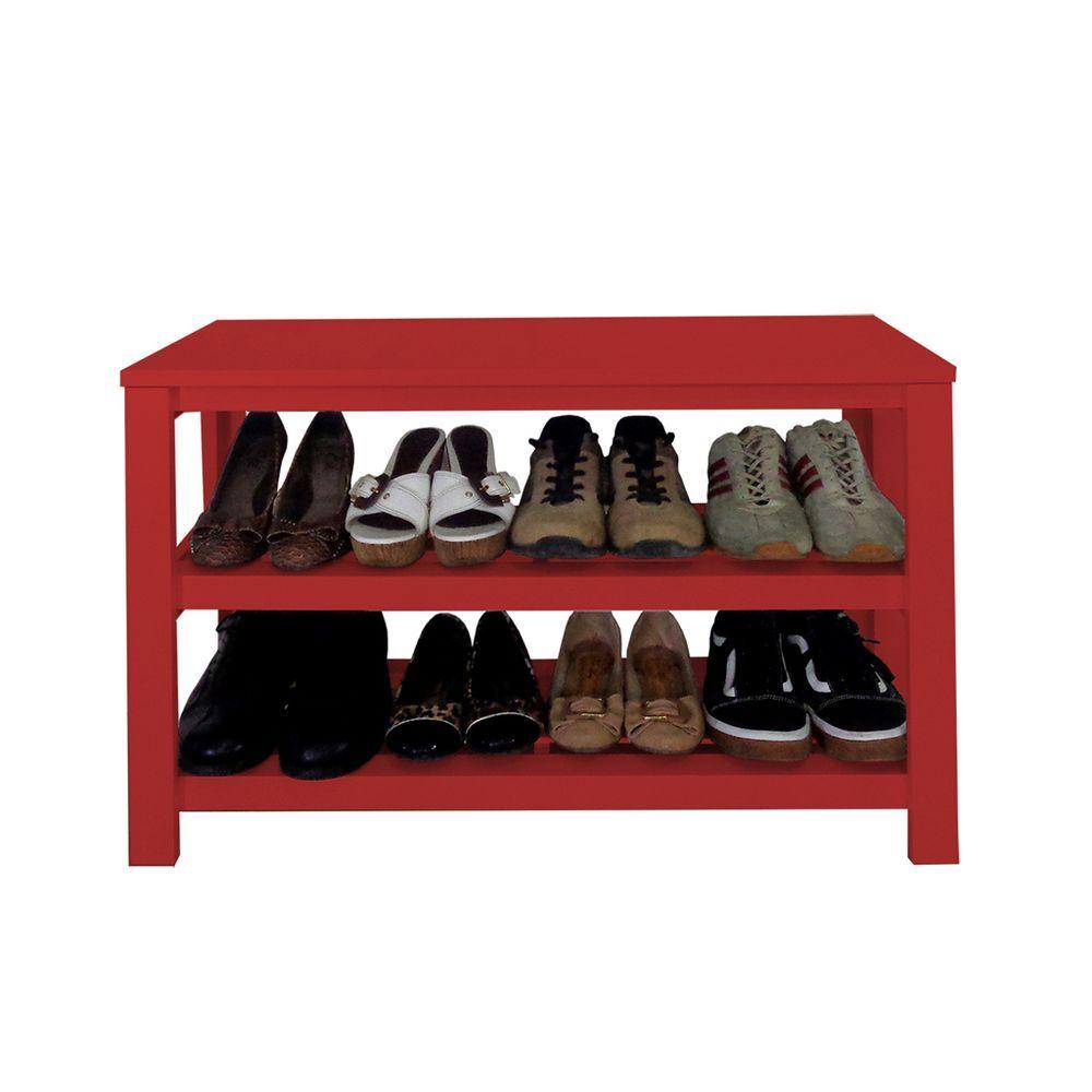 Miniatura Sapateira Banco De Piso Para Closets E Quartos 8 Pares Sapatos Vermelho Laca