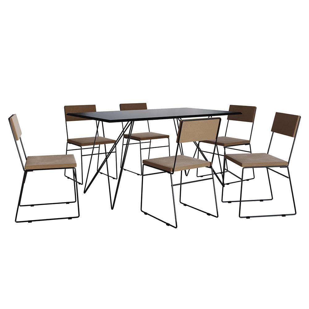 Miniatura Kit 2 Cadeiras De Jantar Estofada Málaga Veludo Marrom - Cor: Marrom