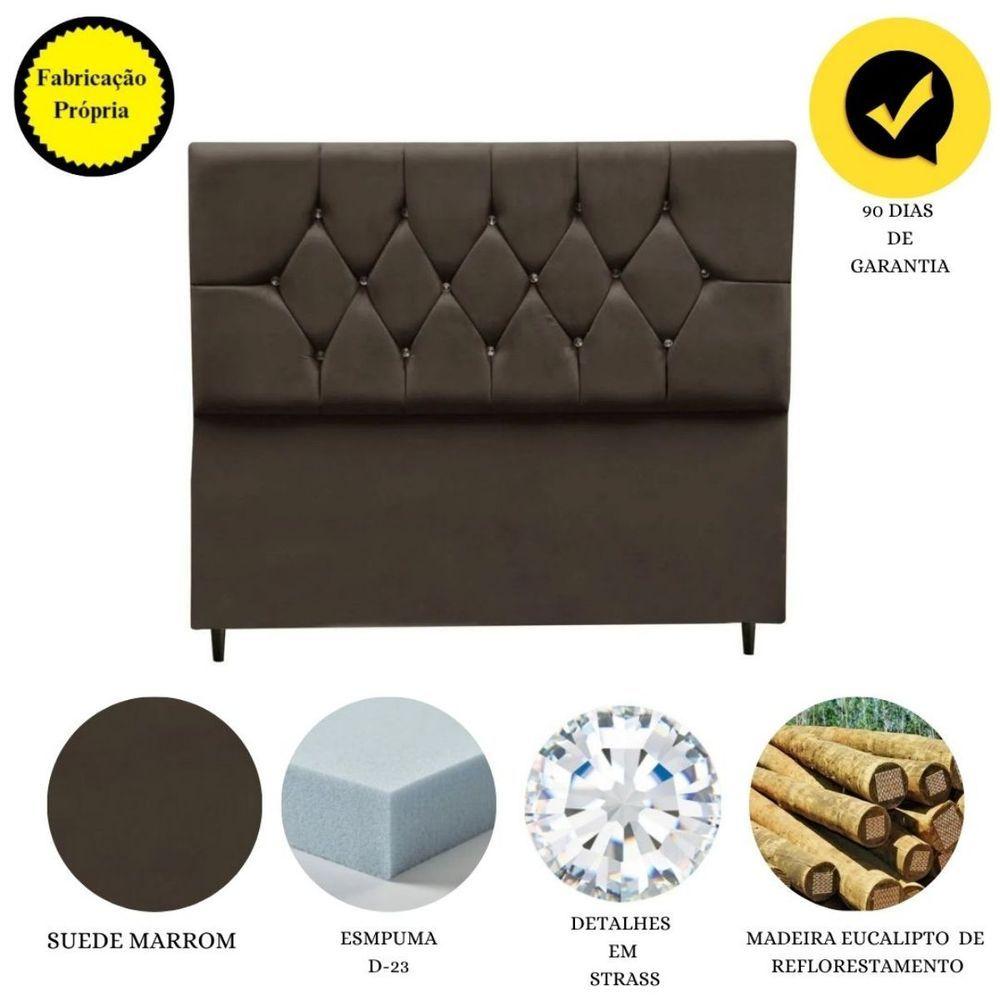 Cabeceira Cama Box Estofada Casal 140 Cm Geovana Suede Cor:marrom