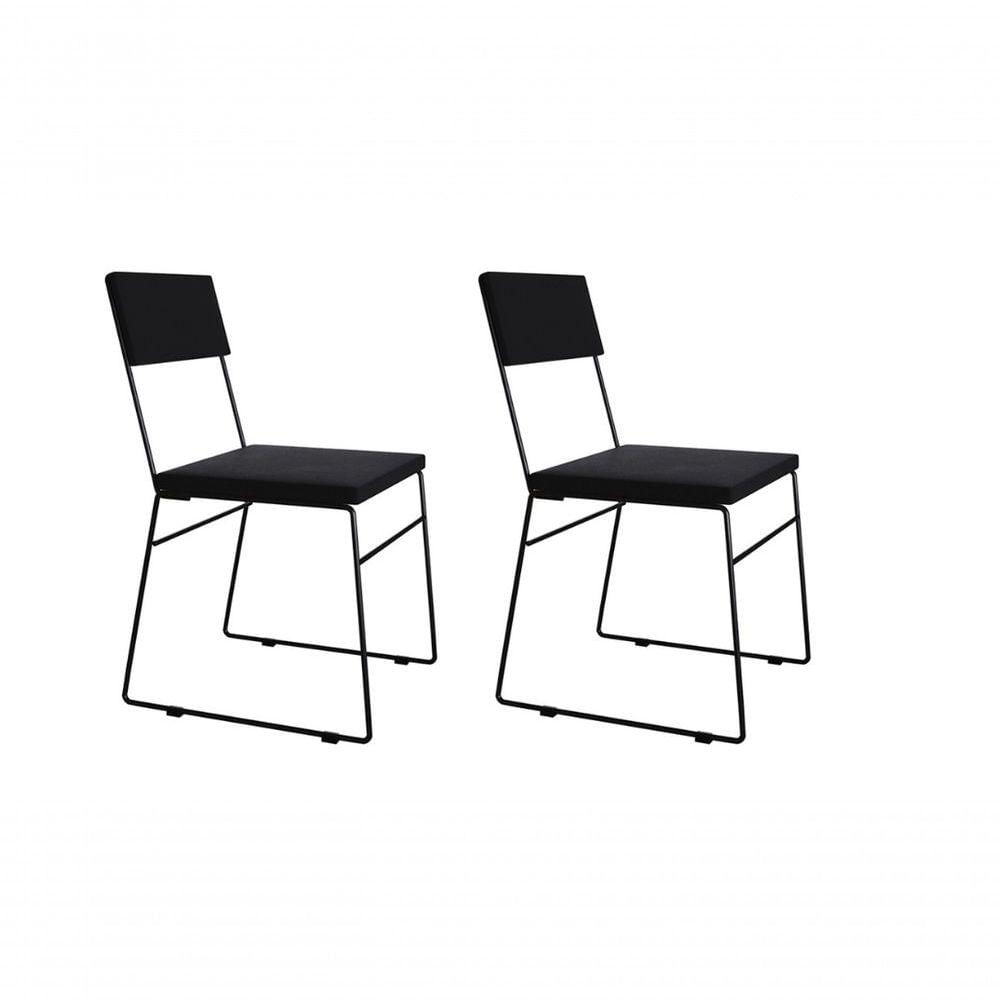 Miniatura Kit 2 Cadeiras De Jantar Estofada Base Preto Veludo Preto