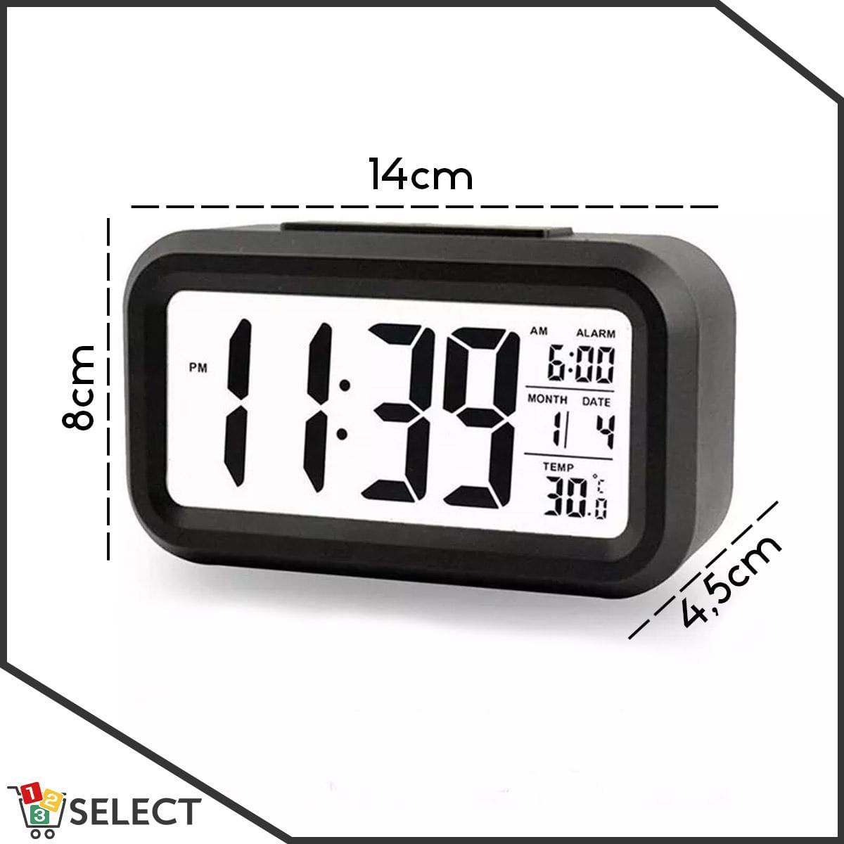 Miniatura Relógio Despertador Digital Inteligente Sensor Led Mesa