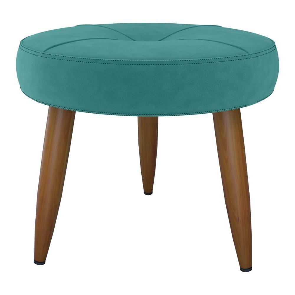Miniatura Puff Redondo Para Sala Davi Veludo Verde Menta