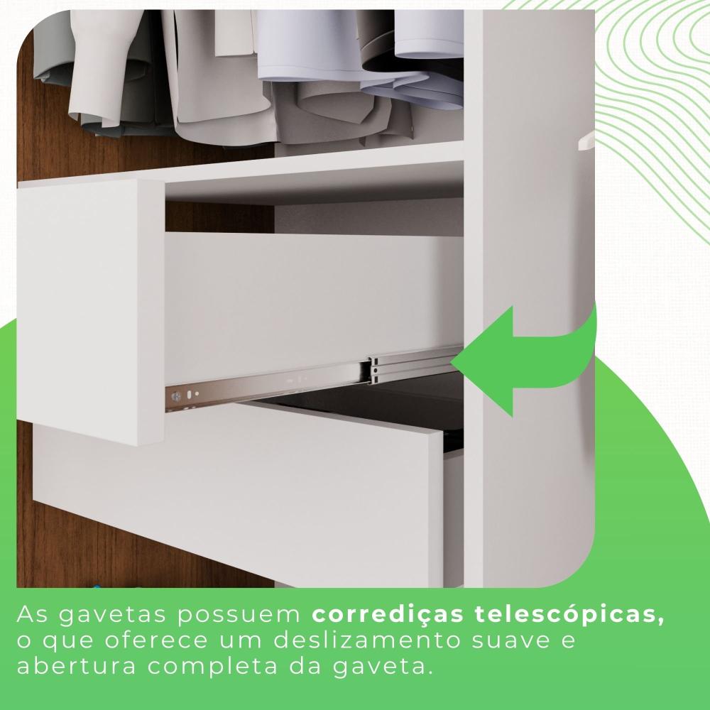 Guarda Roupa Casal 3 Portas 4 Gavetas Costa Rica Cinamomo / Off White